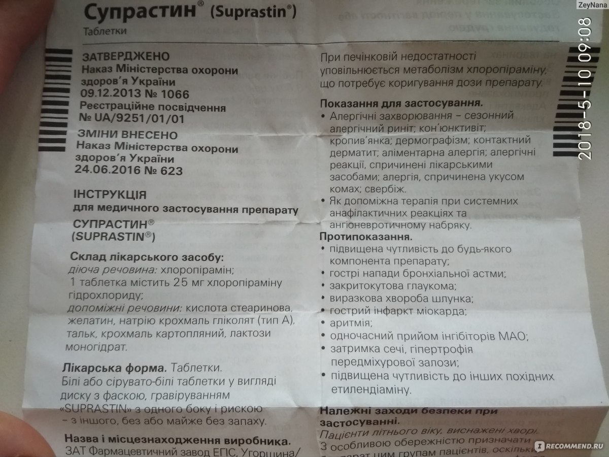 Супрастин в период лактации
