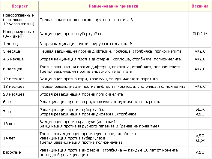 График прививок детям до года - плановые прививки для грудничков