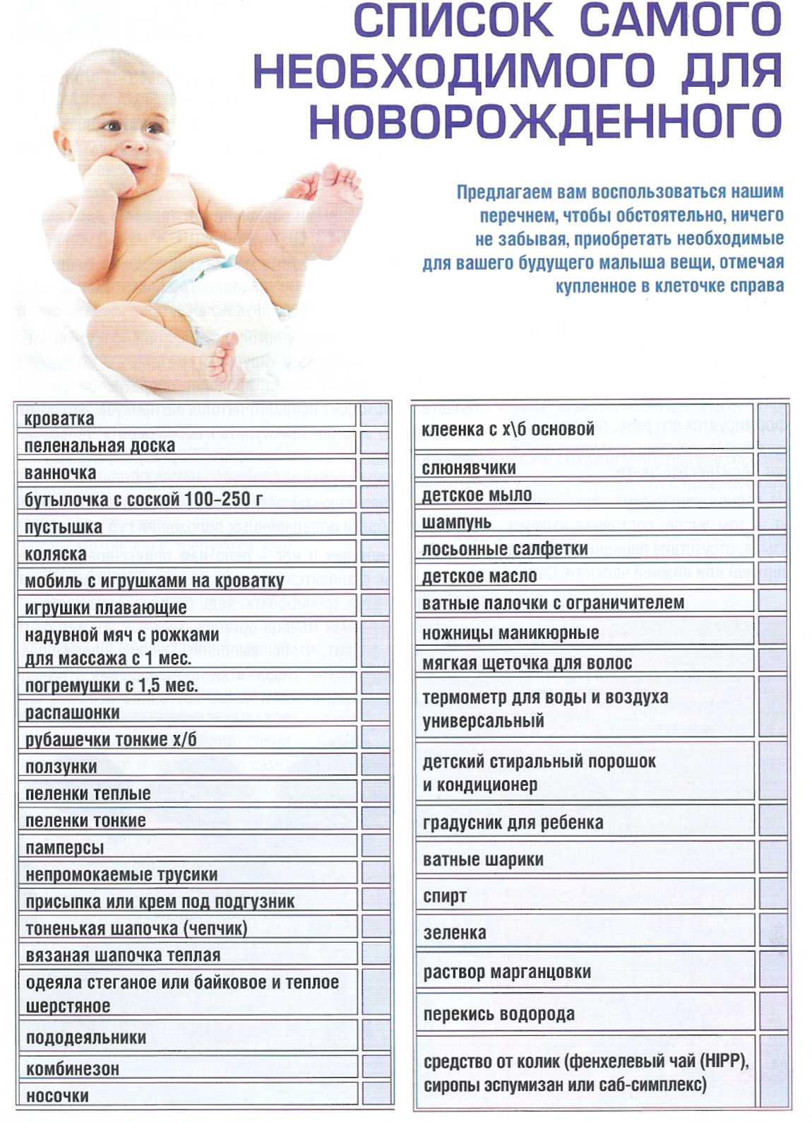 Список вещей для новорожденного осенью на первое время