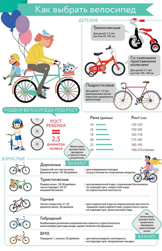 Как выбрать велосипед для ребенка по росту и возрасту, таблица диаметра колес и другие важные детали